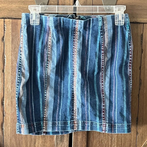 Free People Stripped Cotton Stretch Mini Skirt Size XS - Picture 3 of 7